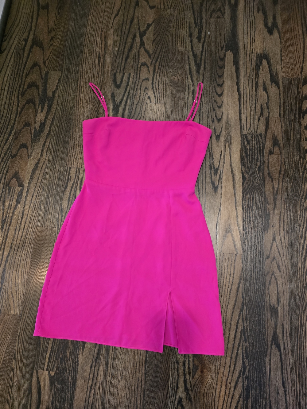 Amanda Uprichard Vibrant Hot Pink Spaghetti Strap Silk Mini Dress